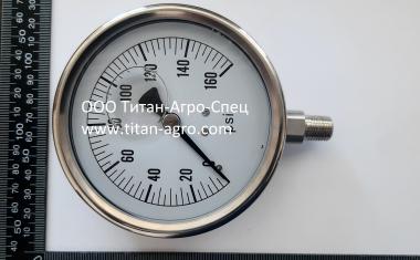 Манометр, 0-160 PSI, корпус 4”, 14”MPT, наполненый жидкостью, нерж.сталь , CP2575